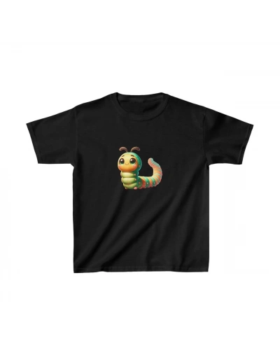 Unisex Çocuk Baskılı T-Shirt - Siyah