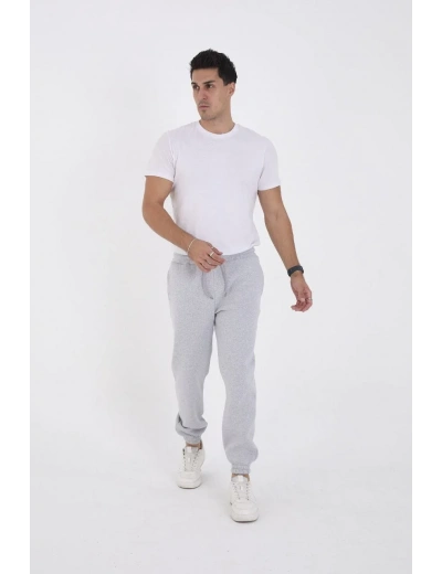 ERKEK Kışlık Üç İplik Lastikli Eşofman Pantolon - Gri