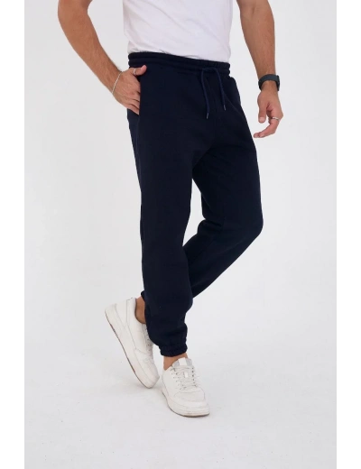 ERKEK Kışlık Üç İplik Lastikli Eşofman Pantolon - Lacivert