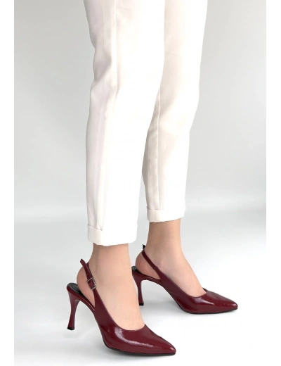 Uster Bordo Rugan Topuklu Ayakkabı