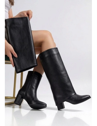 Wila Siyah Cilt Topuklu Tak Çıkar Çizme