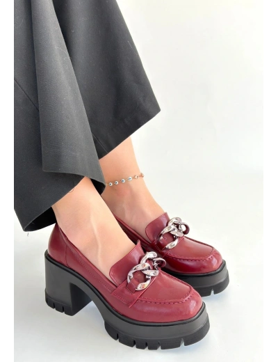 Winar Bordo Rugan Doldu Topuk Ayakkabı