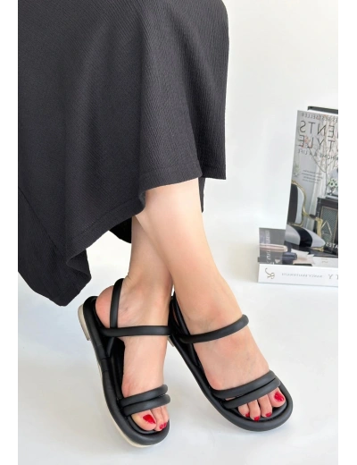 Winta Siyah Cilt Sandalet