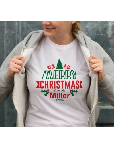 Yılbaşı Merry Christmas Miller Baskılı Oversize Bisiklet Yaka T-shirt - Beyaz