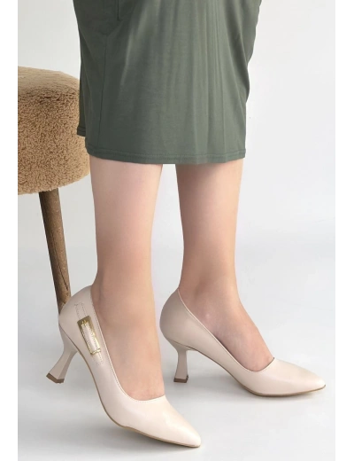 Yons Bej Cilt Topuklu Ayakkabı