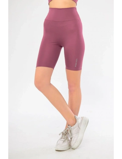 Yüksek Bel Biker Sporcu Şort - Gül Kurusu