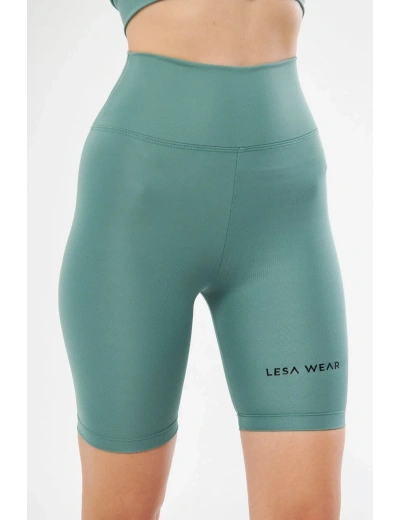 Yüksek Bel Biker Sporcu Şort - Mint Yeşili