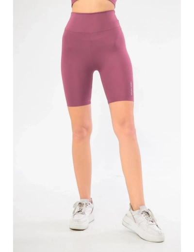 Yüksel Bel Dalgıç Biker Şort - Mor