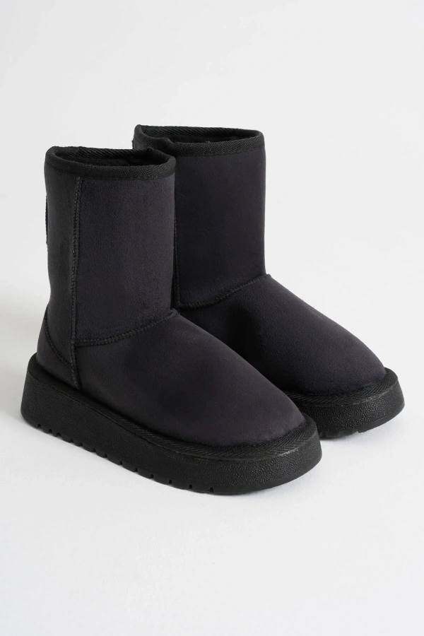 Anisa Kadın Siyah Kışlık Kürklü Bot