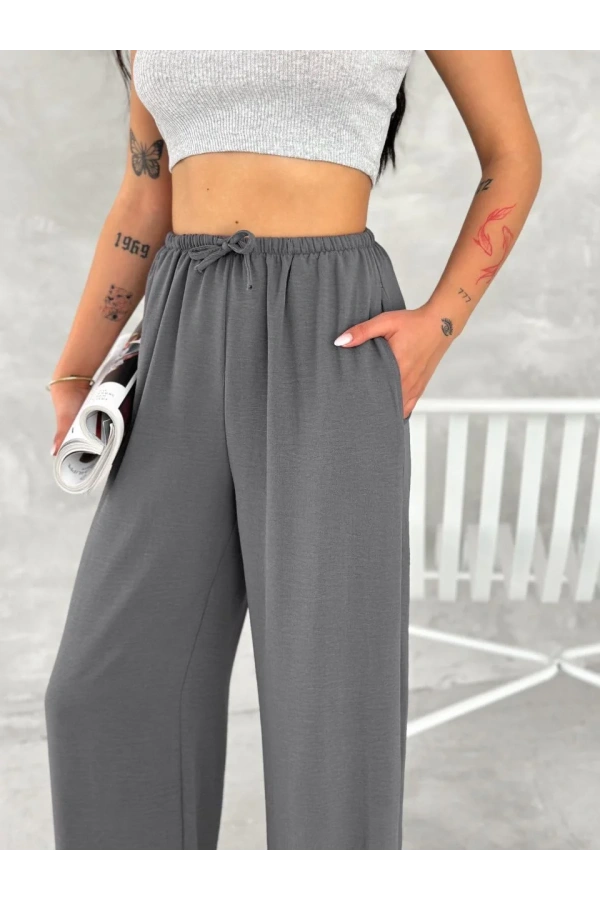 Ayrobin Oversize Kadın Pantalon - Füme