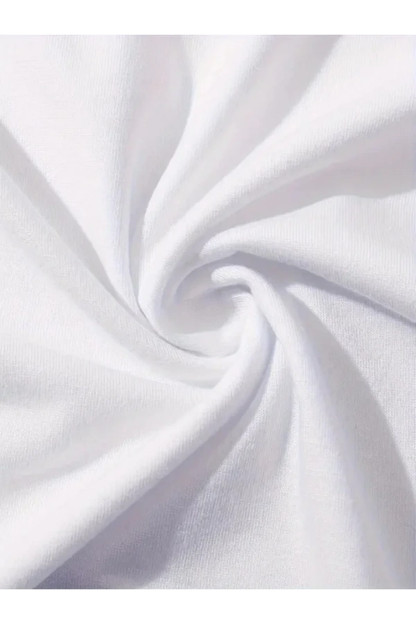 Baskılı Oversize Bisiklet Yaka T-shirt - Beyaz