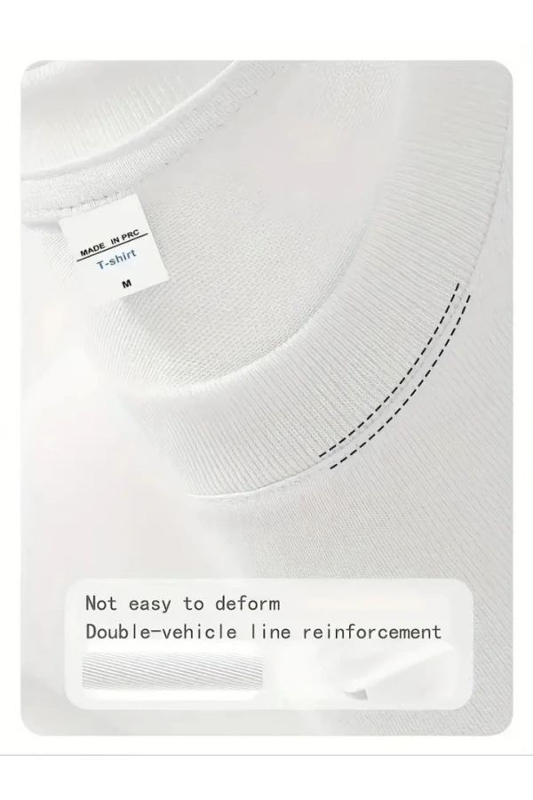 Baskılı Oversize Bisiklet Yaka T-shirt - Beyaz