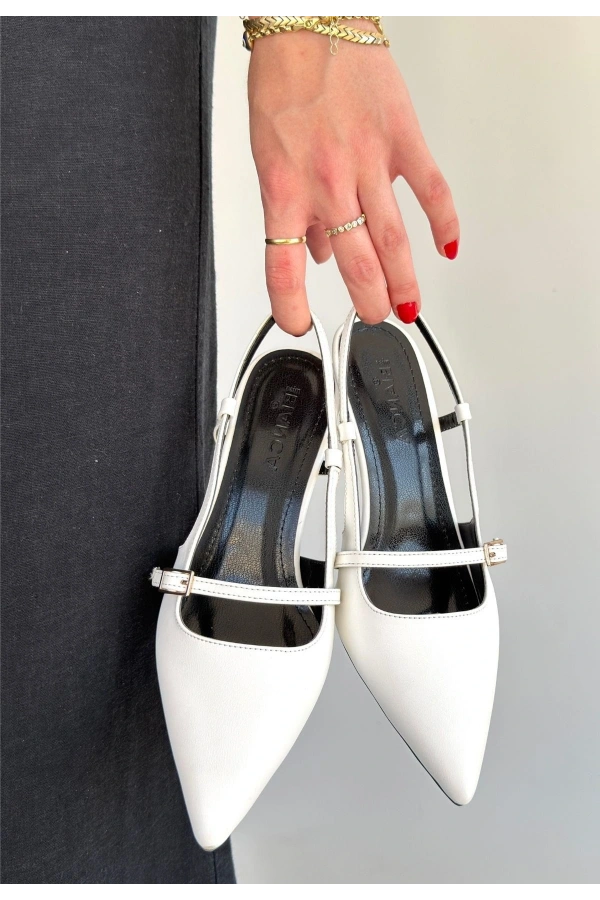 Darina Beyaz Cilt Topuklu Ayakkabı