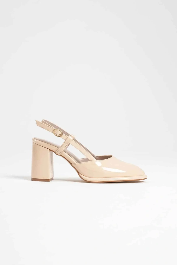 Denma Açık Sarı Rugan Kadın Topuklu Ayakkabı