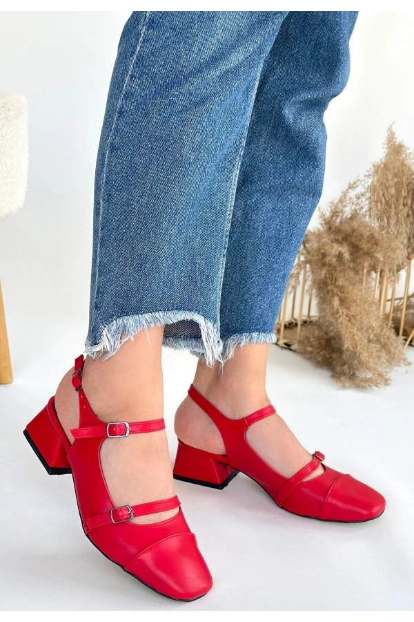 Doran Kırmızı Cilt Topuklu Ayakkabı