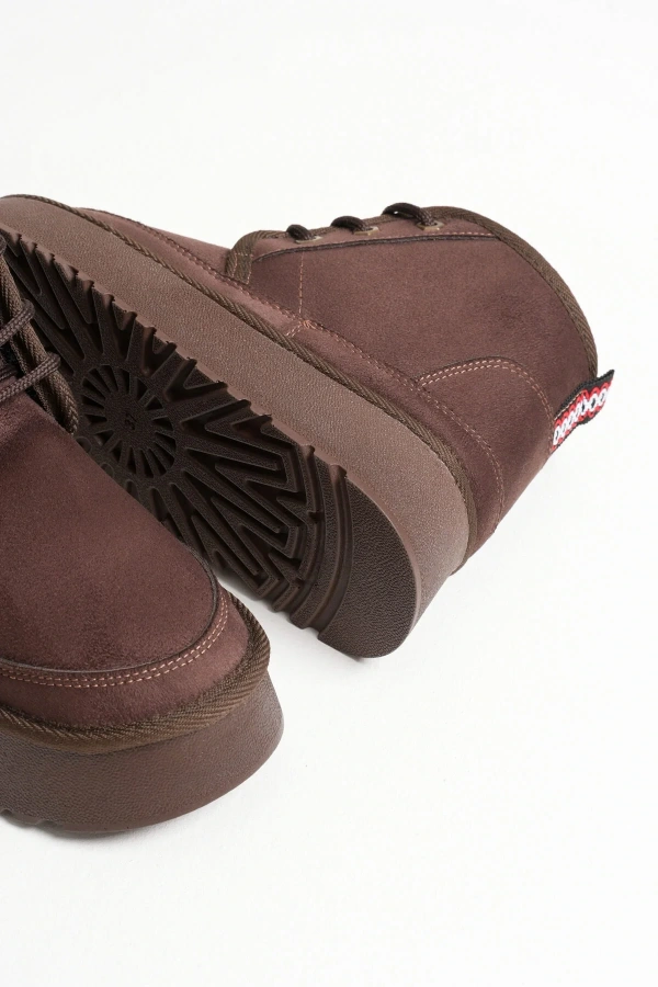 Elena Kadın Acı Kahve Kışlık İçi Kürklü Kalın Taban Bot