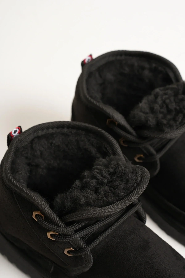 Elena Kadın Siyah Kışlık İçi Kürklü Kalın Taban Bot