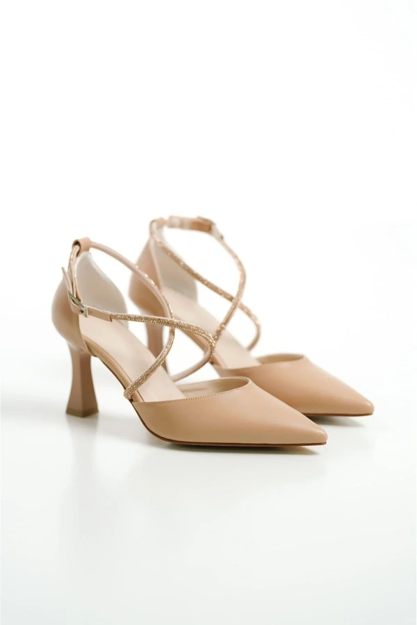 Fiona Taşlı Kadın Nude Topuklu Ayakkabı