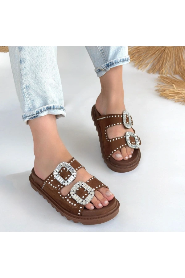 Juana Taba  Nubuk  Taşlı Terlik