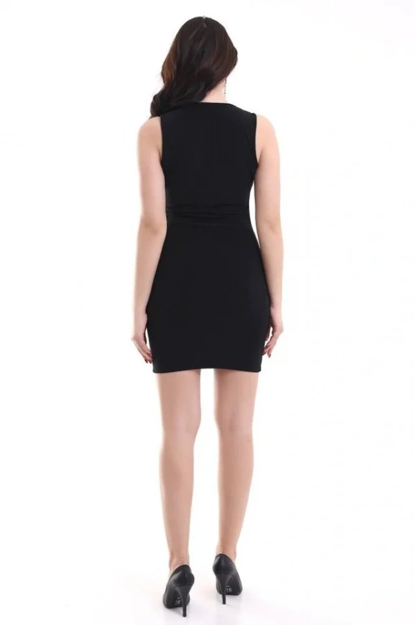 Kadın Kare Yaka Kolsuz Sandy Kumaş Fırsat Ürün Diz Üstü Elbise