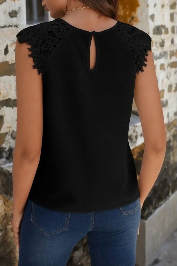 Kadın Kısa Kollu Bisiklet Yaka Ithal Krep Bluz