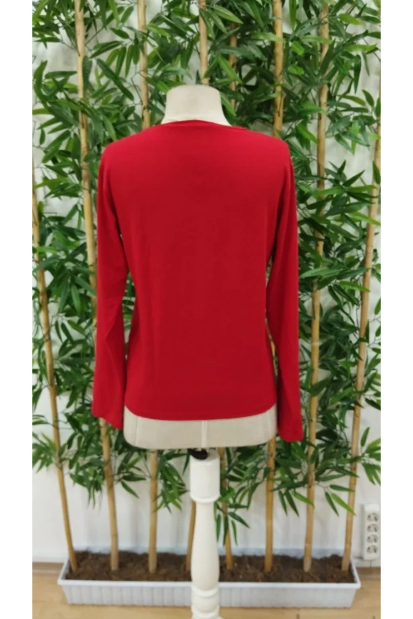 Kadın Uzun Kollu Bisiklet Yaka Gülümseyen Surat Desenli Viskon Bluz