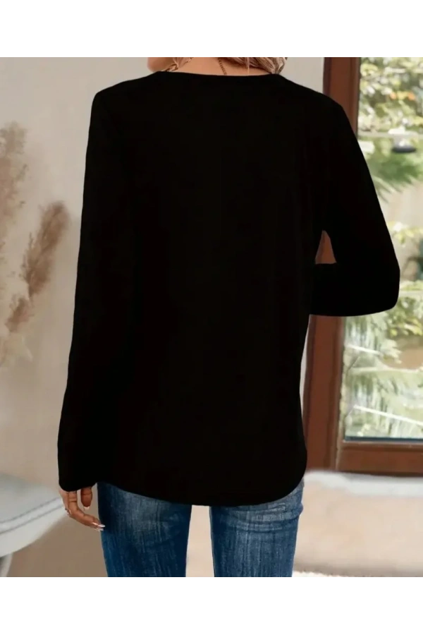 Kadın Uzun Kollu V Yakalı Viskon Bluz