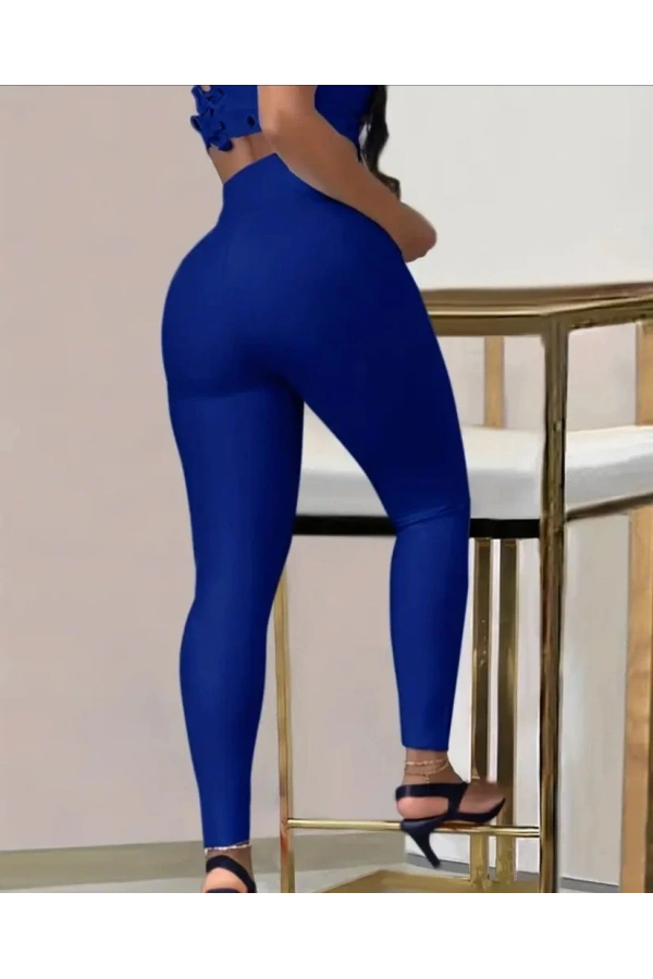 Kadın Yüksek Bel Belden Toka Detaylı Dalgıç Tayt