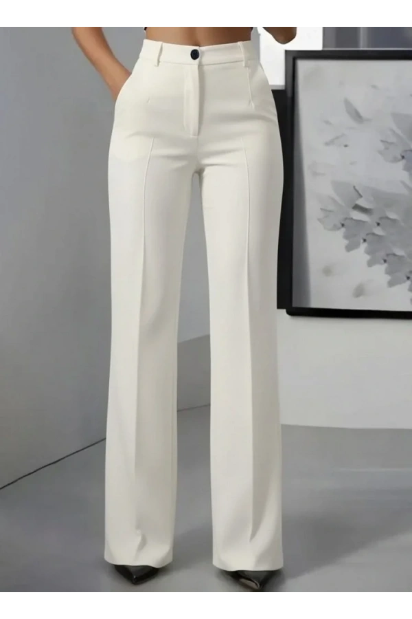 Kadın Yüksek Bel Cepli Ithal Krep Pantolon