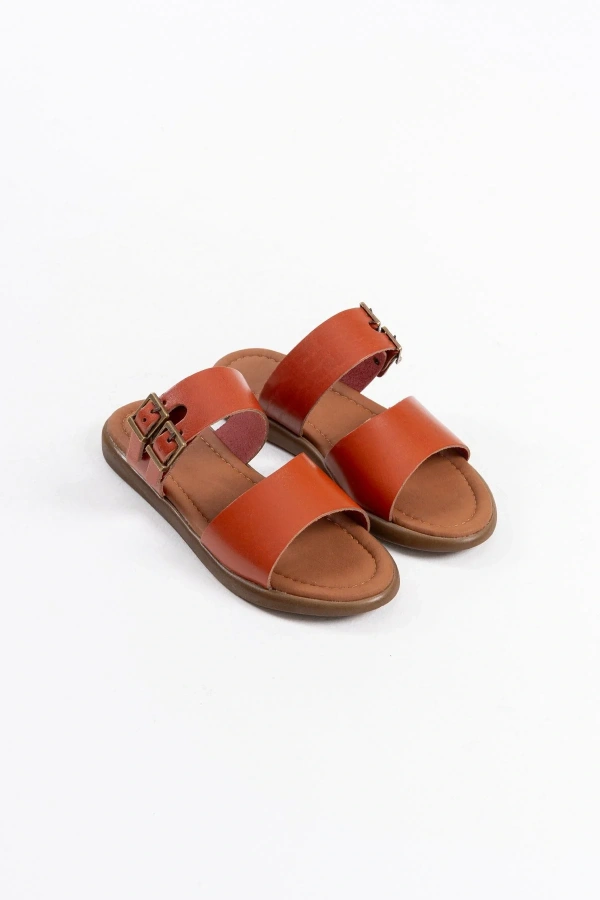 Kares Kiremit Hakiki Deri Terlik