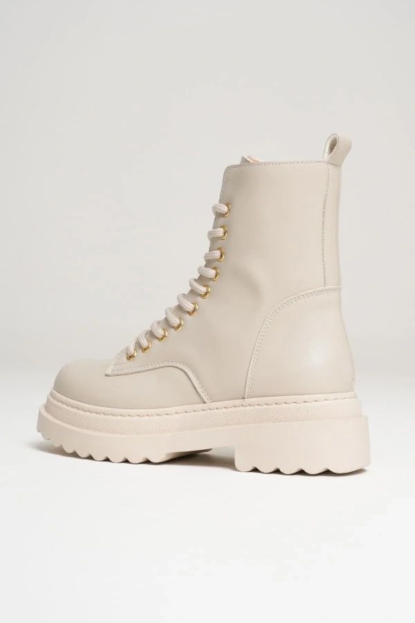 Karma Özel Tasarım Kışlık Bej Kalın Tabanlı Kadın Bot