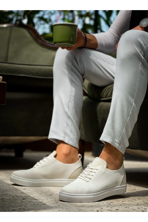 KB-101 Kuback Beyaz Triko Bağcıklı Günlük Erkek Ayakkabı