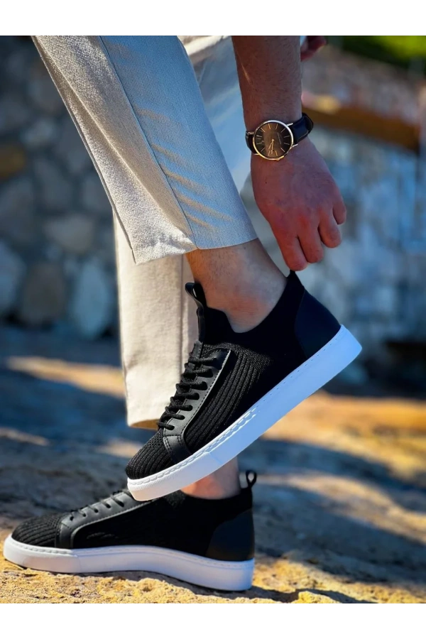 KB-112   Kuback Siyah Triko Bağcıklı  Günlük Erkek  Ayakkabı