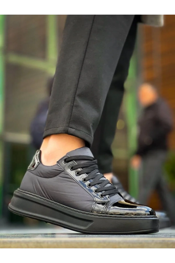 KB-X46 Kuback Siyah Rugan Yüksek Siyah Taban Günlük Spor Ayakkabı