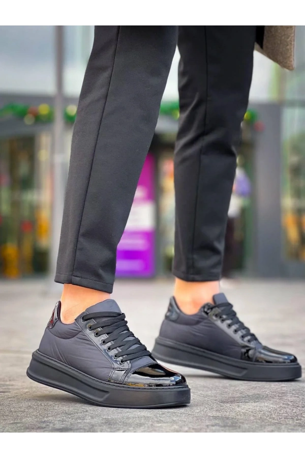 KB-X46 Kuback Siyah Rugan Yüksek Siyah Taban Günlük Spor Ayakkabı