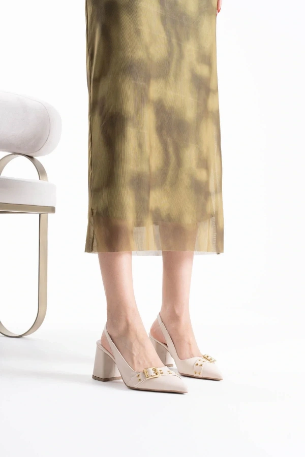 Keira Bej Cilt Kadın Topuklu Ayakkabı