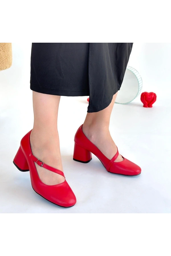 Kier Kırmızı Cilt Topuklu Ayakkabı