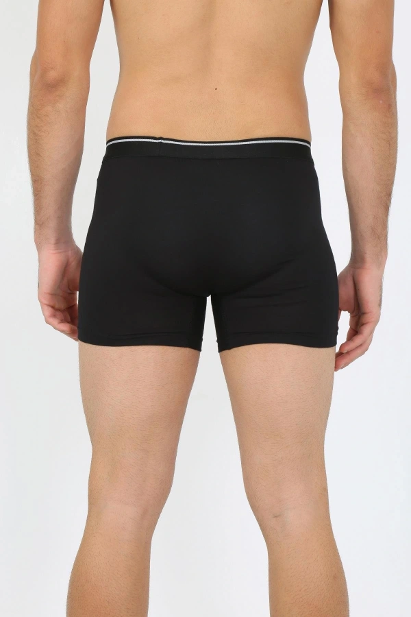 Moda Çizgi Erkek Büyük Beden Pamuk Likralı Boxer Siyah 40134
