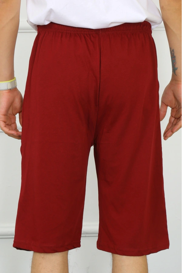 Moda Çizgi Erkek Cepli Pamuk Lakost Kapri Bordo 27554