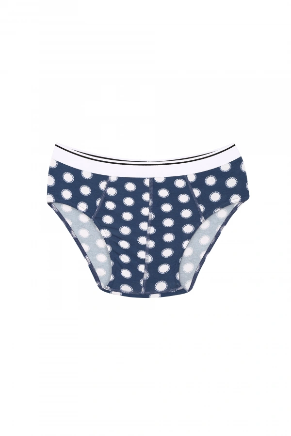 Moda Çizgi Erkek Pamuk Desenli Likralı Slip Lacivert 40131