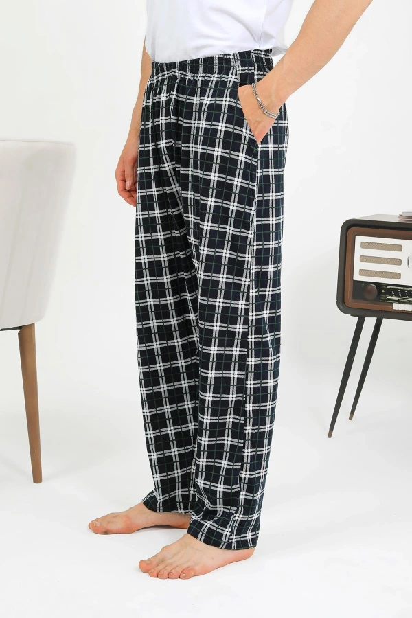 Moda Çizgi Erkek Pamuk Tek Alt Pijama Lacivert 27562