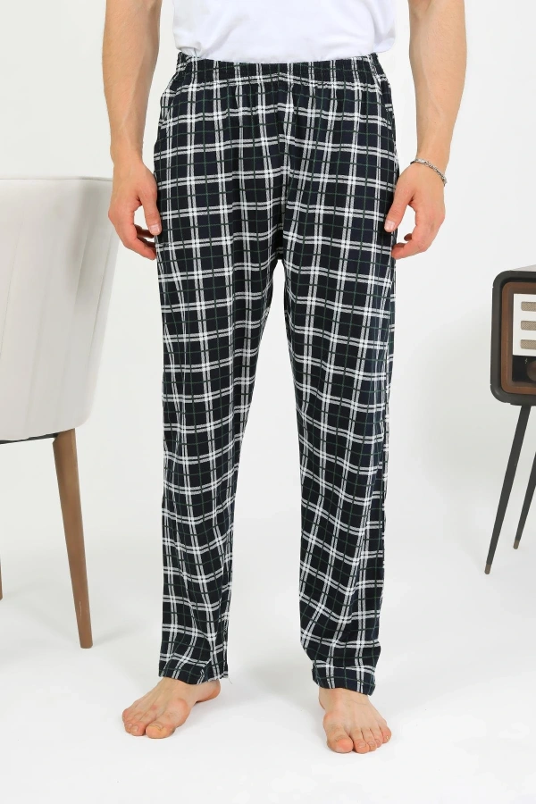 Moda Çizgi Erkek Pamuk Tek Alt Pijama Lacivert 27562