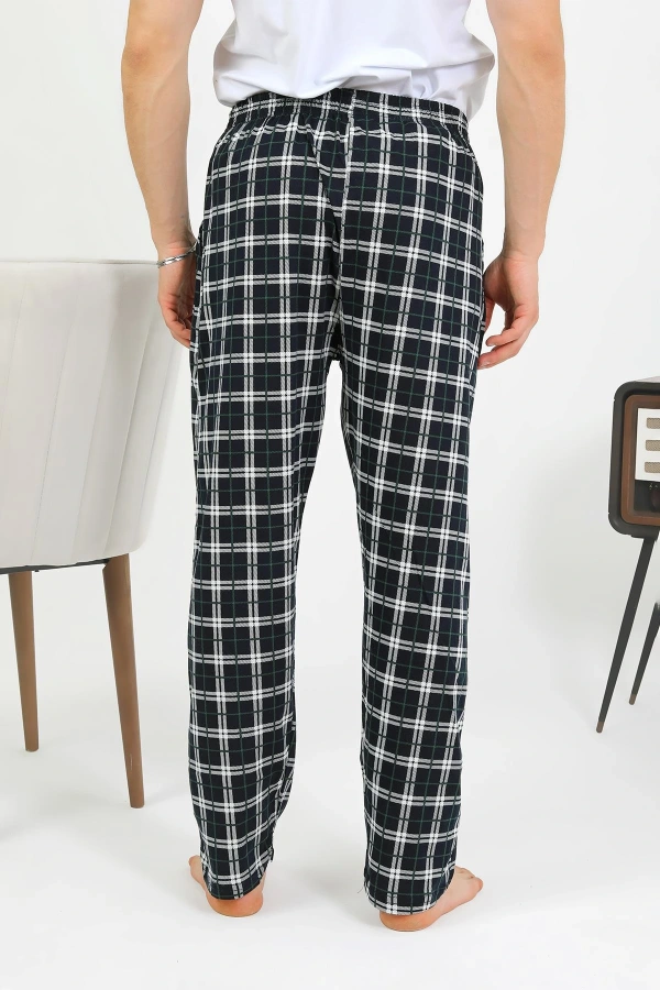Moda Çizgi Erkek Pamuk Tek Alt Pijama Lacivert 27562