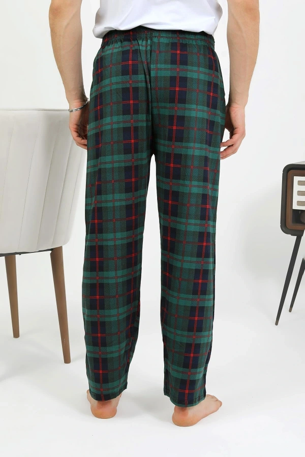 Moda Çizgi Erkek Pamuk Tek Alt Pijama Yeşil 27562