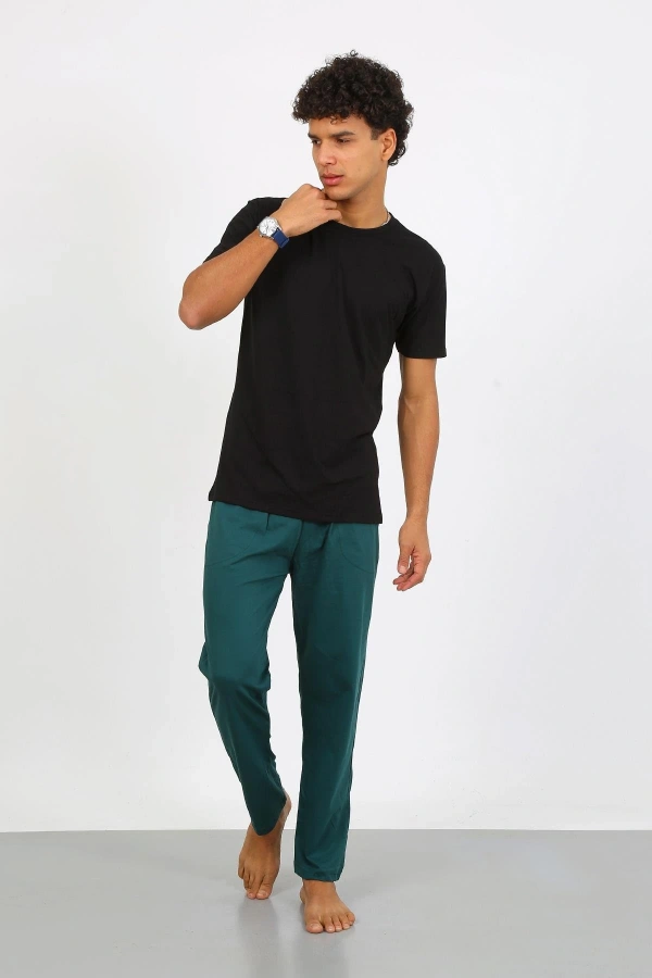 Moda Çizgi Erkek Pamuk Yeşil Tek Alt Pijama 27495