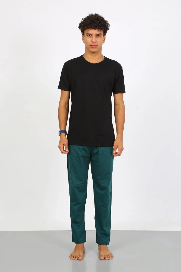 Moda Çizgi Erkek Pamuk Yeşil Tek Alt Pijama 27495