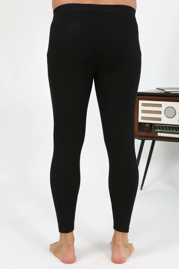 Moda Çizgi Erkek Termal Tayt Kışlık Tek Alt İçlik Siyah 27552