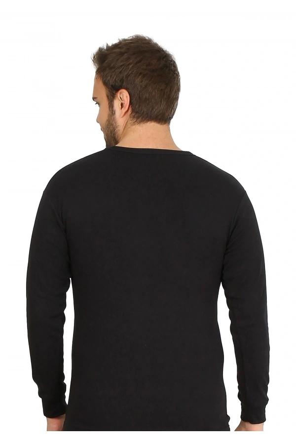 Moda Çizgi Erkek Termal Üst Kışlık İçlik Siyah 6869