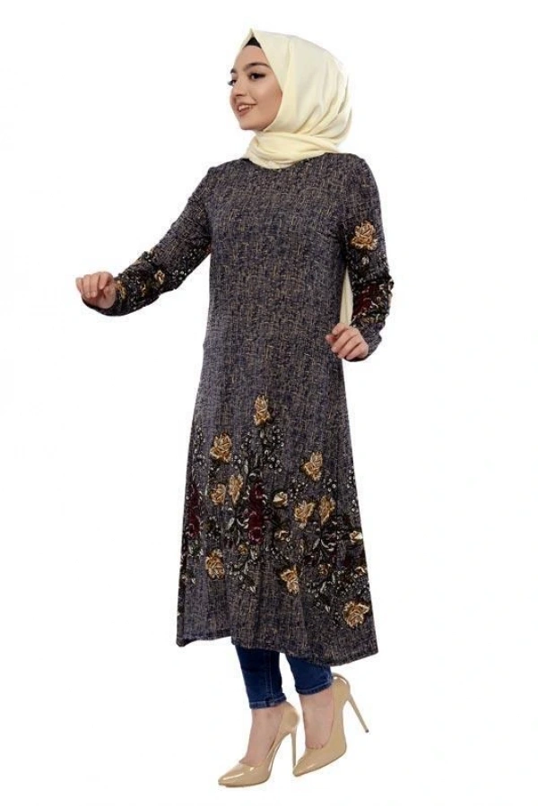 Moda Çizgi İşlemeli Krep Şal