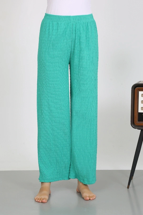 Moda Çizgi Kadın Bürümcük Kumaş Hafif-Esnek Pantolon 210074 Yeşil